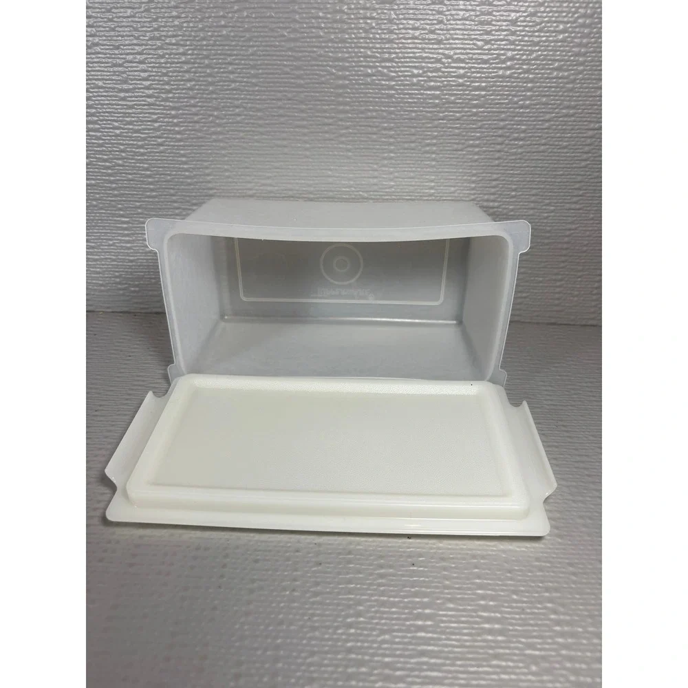 Vintage Tupperware 638-2 Frosted Sheer Butter Dish Small Storage Container Cream